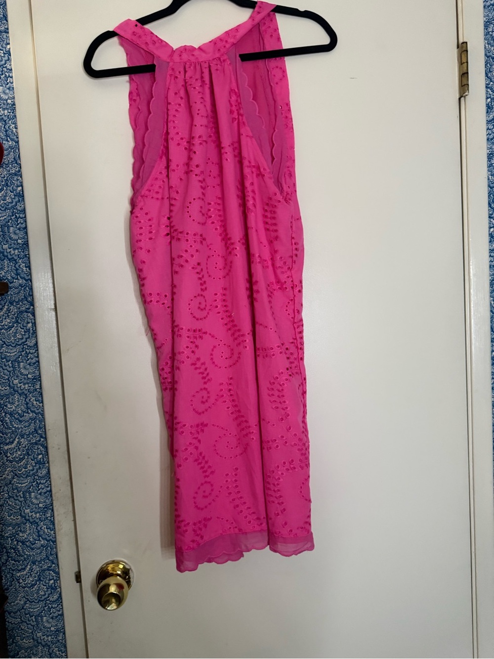 Source Unknown Bright Pink Eyelet Mini Dress